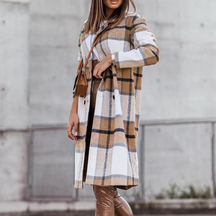 Women's Wool Plaid Longline Coat — View 2
