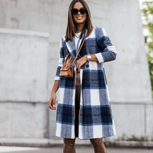 Women's Wool Plaid Longline Coat — View 1