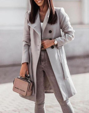Women's Button Detail Belted Longline Coat — View 3