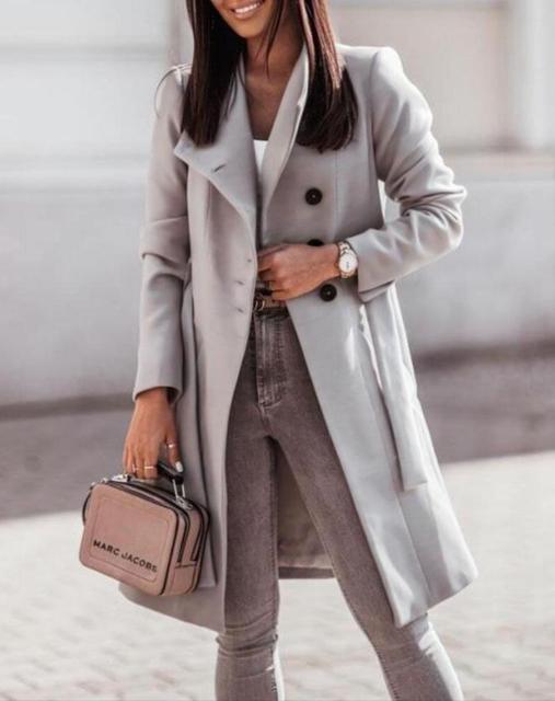 Women's Button Detail Belted Longline Coat — View 3