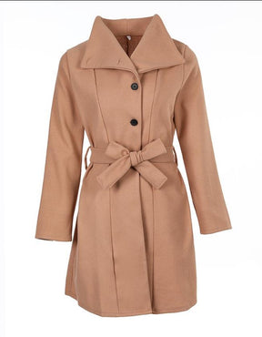 Women's Button Detail Belted Longline Coat — View 7