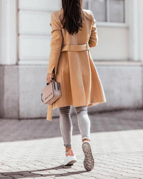 Women's Button Detail Belted Longline Coat — View 5
