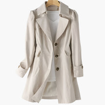 Women's Long Classic Button-Front Trench Coat | Gabriela in Beige - Juana Fashion