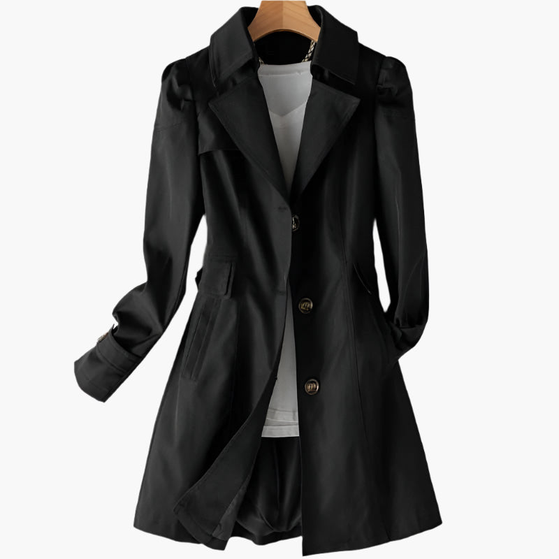 Women's Long Classic Button-Front Trench Coat | Gabriela in Beige - Juana Fashion