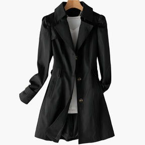 Women's Long Classic Button-Front Trench Coat | Gabriela in Beige - Juana Fashion
