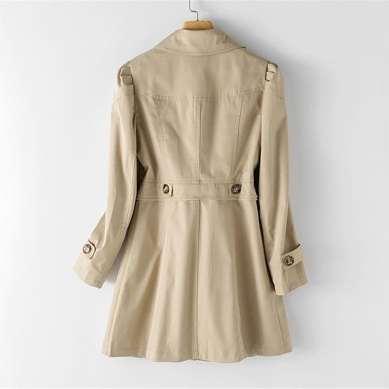 Women's Long Classic Button-Front Trench Coat | Gabriela in Beige - Juana Fashion
