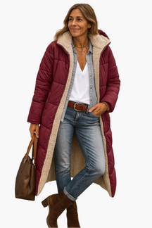 Women's Long Hooded Quilted Jacket | Angela in Black - Juana Fashion