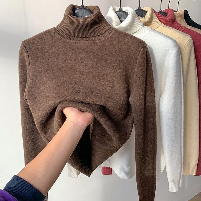Women's Cashmere Oversized Turtleneck Sweater — View 9