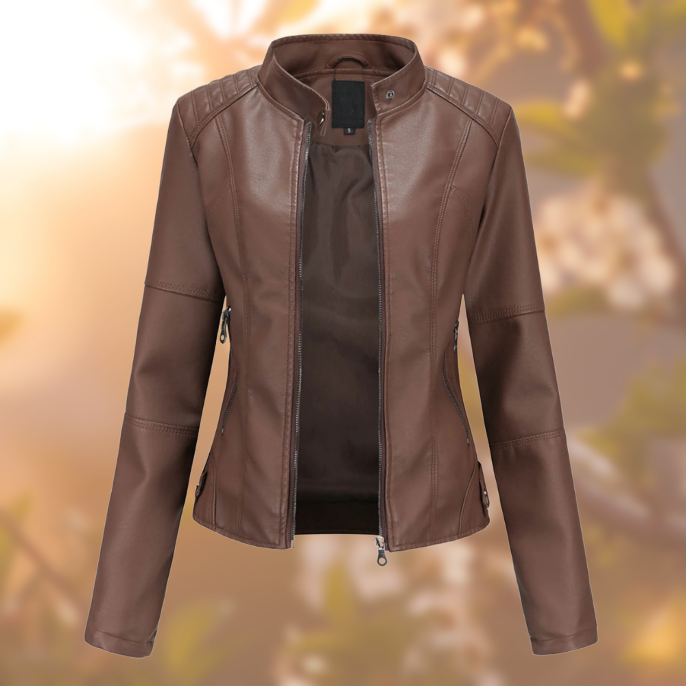 Women's Leather Look Moto Jacket — View 2