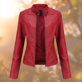 Women's Leather Look Moto Jacket — View 5