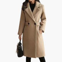 Women's Classic Double-Breasted Winter Coat | Claudia in Camel - Juana Fashion