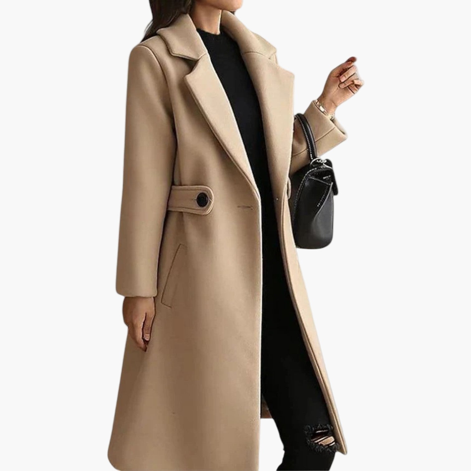Women's Classic Double-Breasted Winter Coat | Claudia in Camel - Juana Fashion