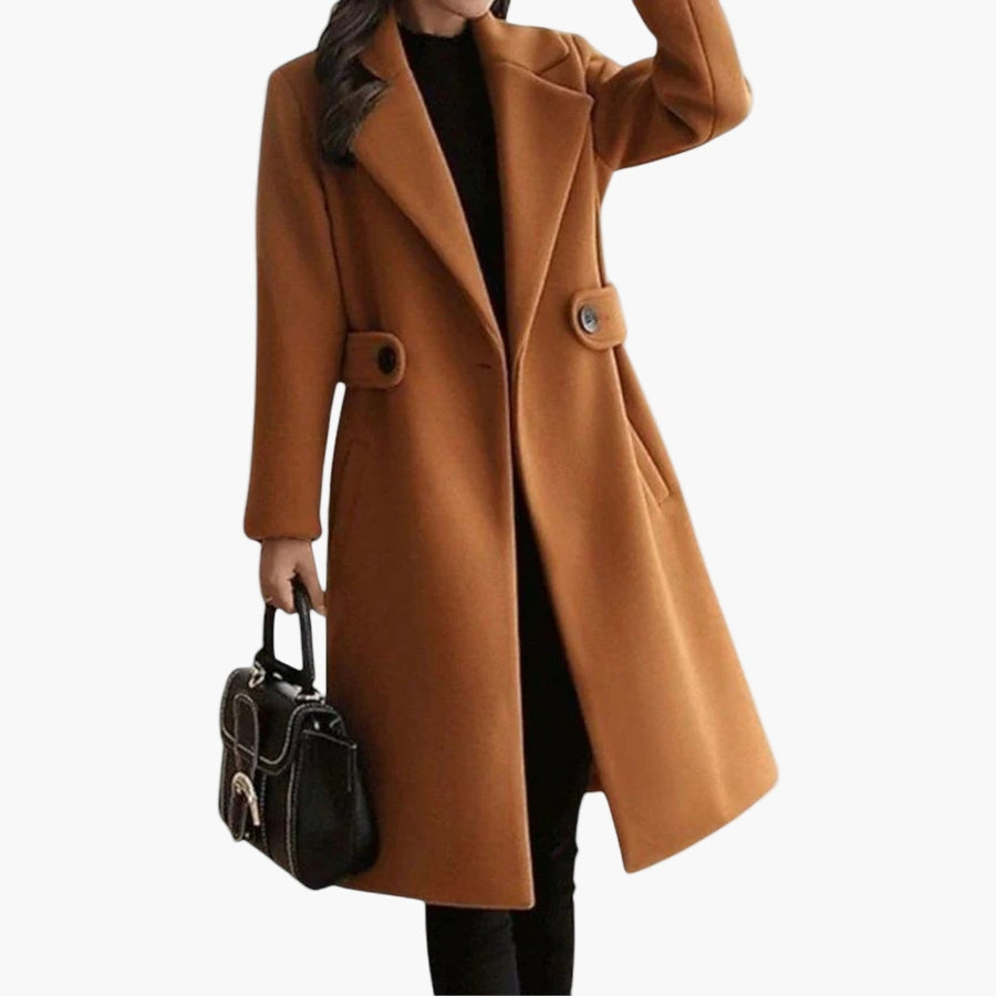 Women's Classic Double-Breasted Winter Coat | Claudia in Camel - Juana Fashion