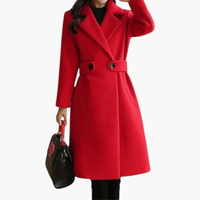 Women's Classic Double-Breasted Winter Coat | Claudia in Camel - Juana Fashion