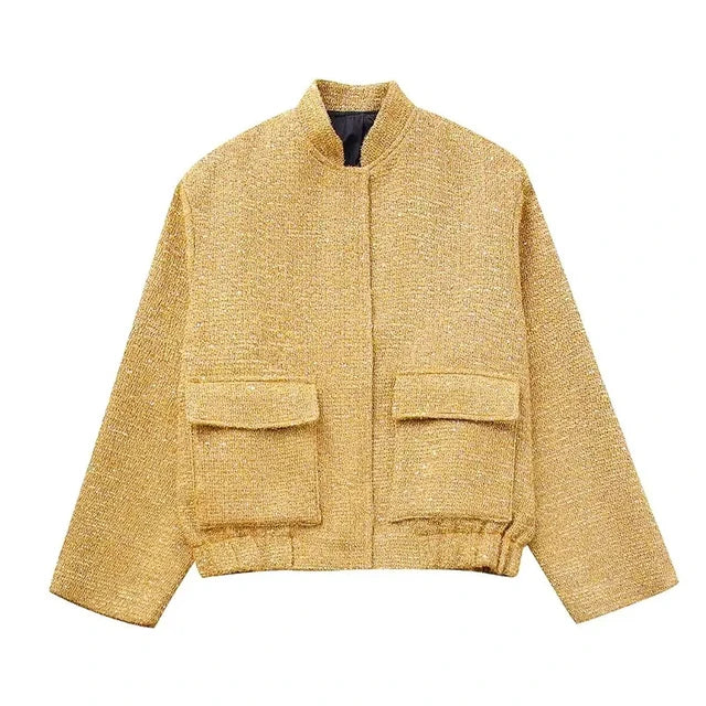 Women's Relaxed Fit Sequin Detail Bomber Jacket — View 6