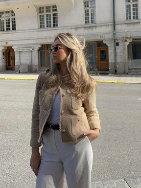 Women's Button-Front Tweed Jacket | Yvonne - Juana Fashion