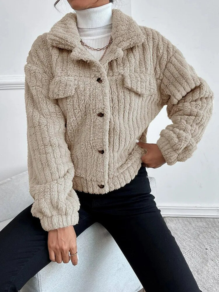 Women's Short Faux Fur Jacket — View 6