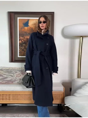 Women's Belted Winter Trench Coat | Kerstin - Juana Fashion