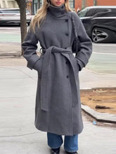 Women's Belted Winter Trench Coat | Kerstin in Gray - Juana Fashion