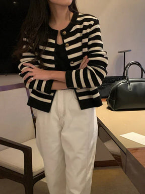 Women's Striped Long Sleeve Jacket — View 1