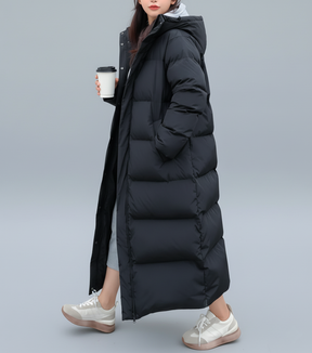 Women's Hooded Longline Puffer Coat — View 6