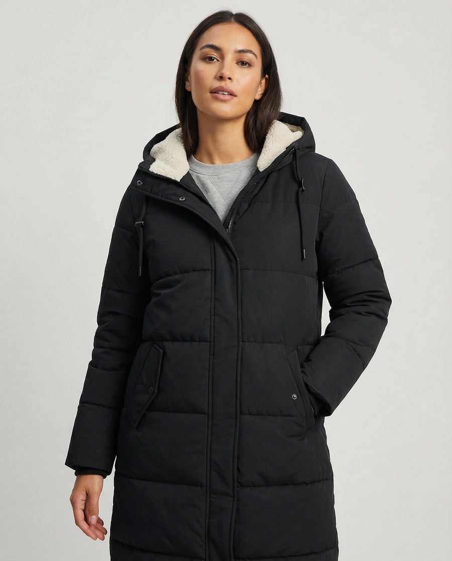 Women's Hooded Longline Puffer Coat — View 2