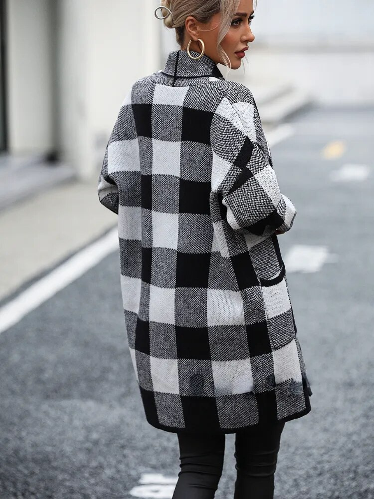 Women's Plaid Longline Cardigan — View 4