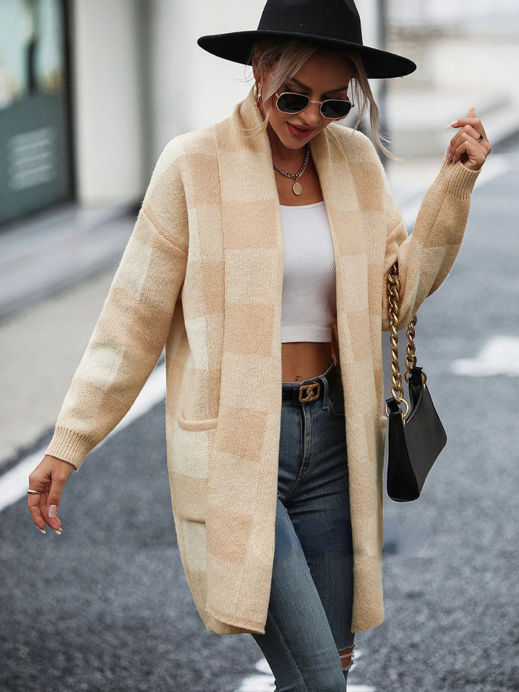 Women's Plaid Longline Cardigan — View 1