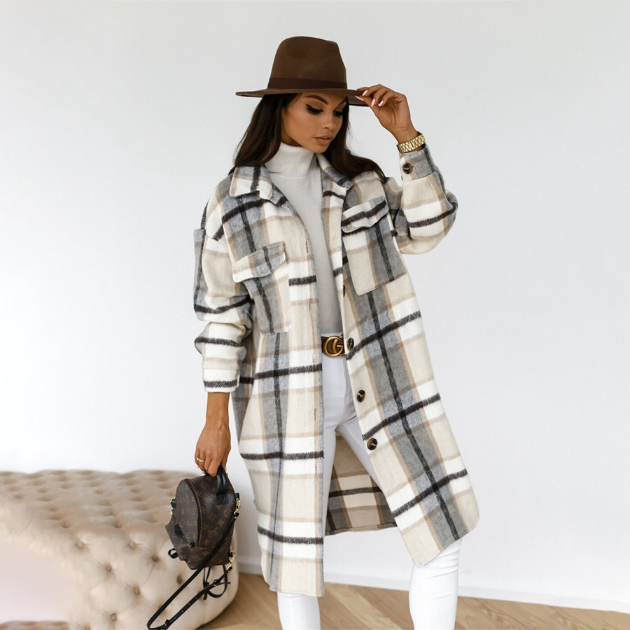 Women's Plaid Longline Coat — View 2