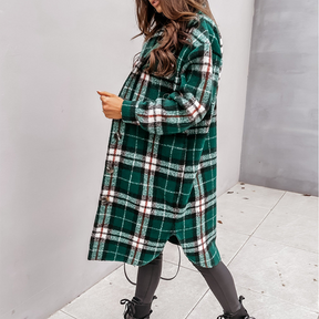 Women's Plaid Longline Coat — View 7