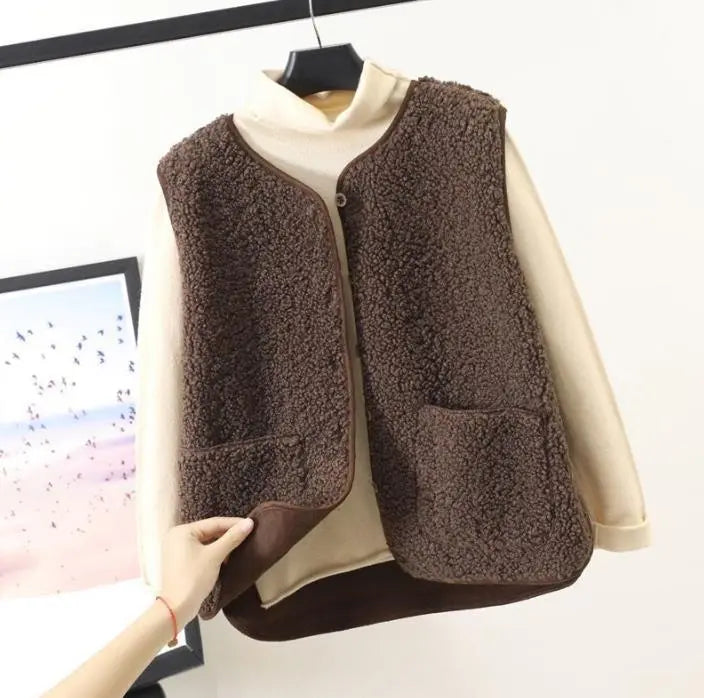 Women's Winter Vest | Andrea in Dark Khaki - Juana Fashion
