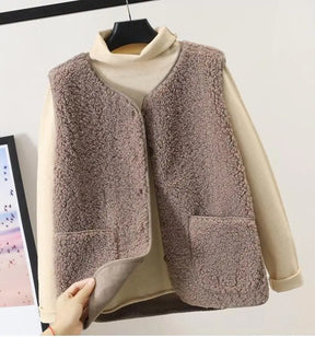 Women's Winter Vest | Andrea in Dark Khaki - Juana Fashion