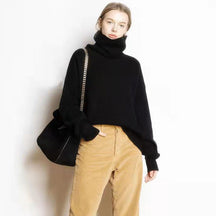 Women's Relaxed Fit Turtleneck Sweater — View 9