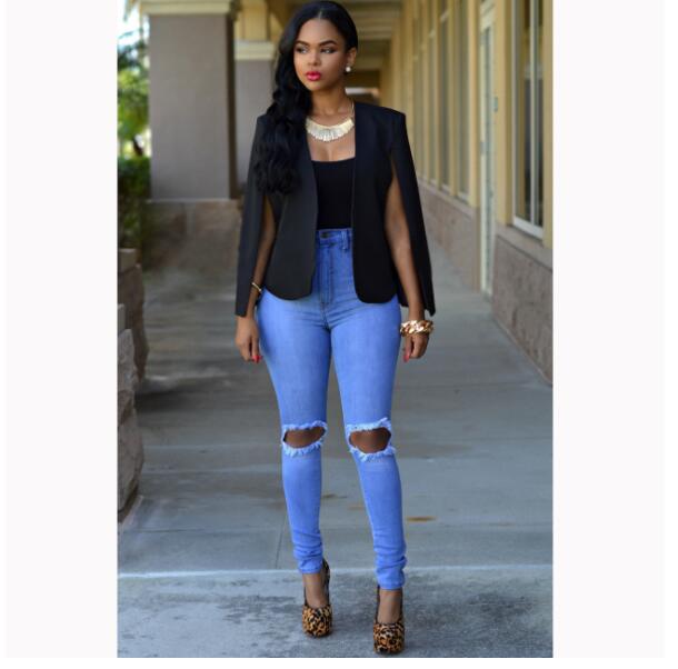 Women's Long-Sleeve Open-Front Blazer | Jana in Black - Juana Fashion