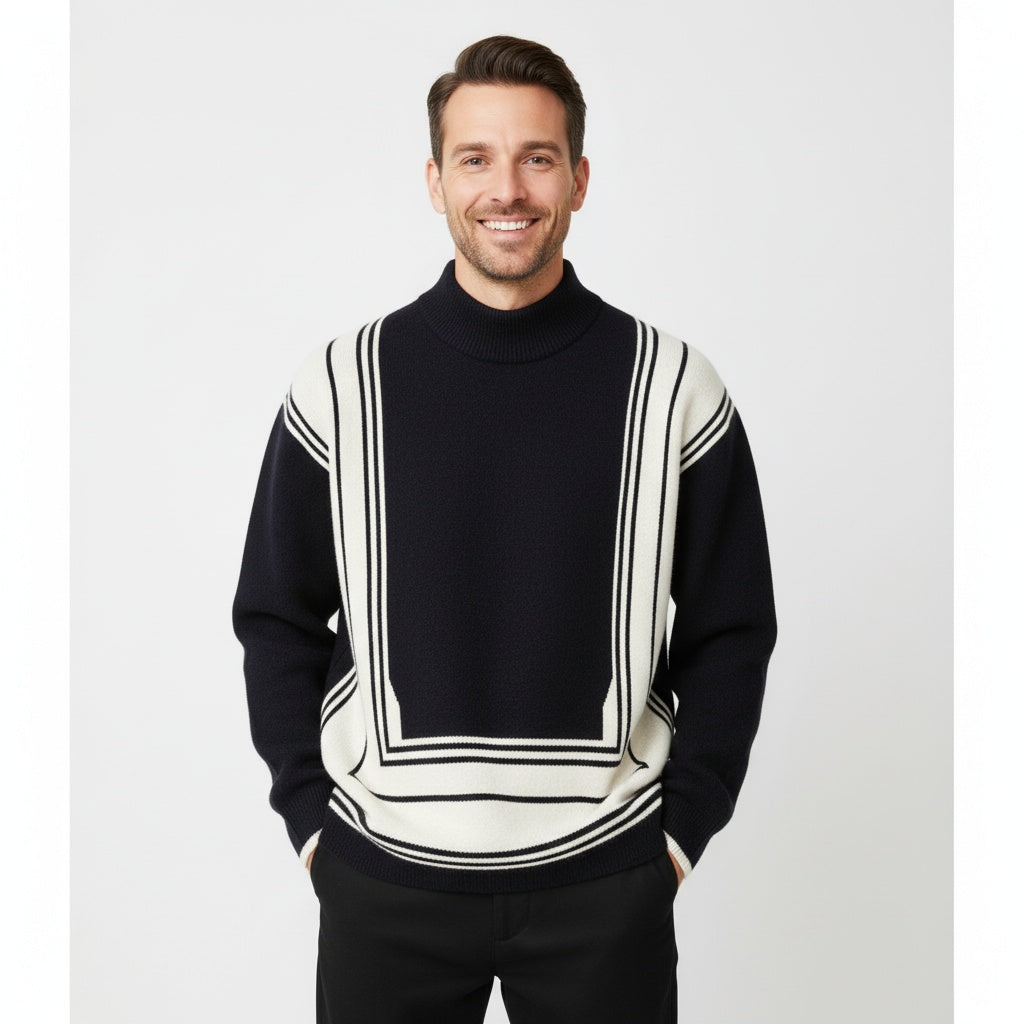 Women's Geometric Turtleneck Sweater — View 2