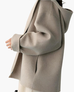 Women's Wool Zip-Up Coat | Marlow in Beige - Juana Fashion