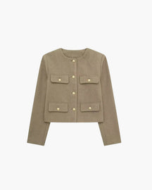 Women's Cropped Blazer | Savile in Brown - Juana Fashion