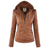Women's Floral Zip Front Leather Look Jacket — View 9