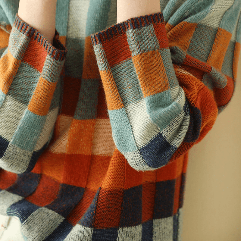 Women's Cashmere Patchwork Turtleneck Sweater — View 4