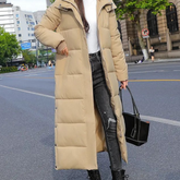 Women's Long Quilted Down Coat | Jessica in Khaki - Juana Fashion