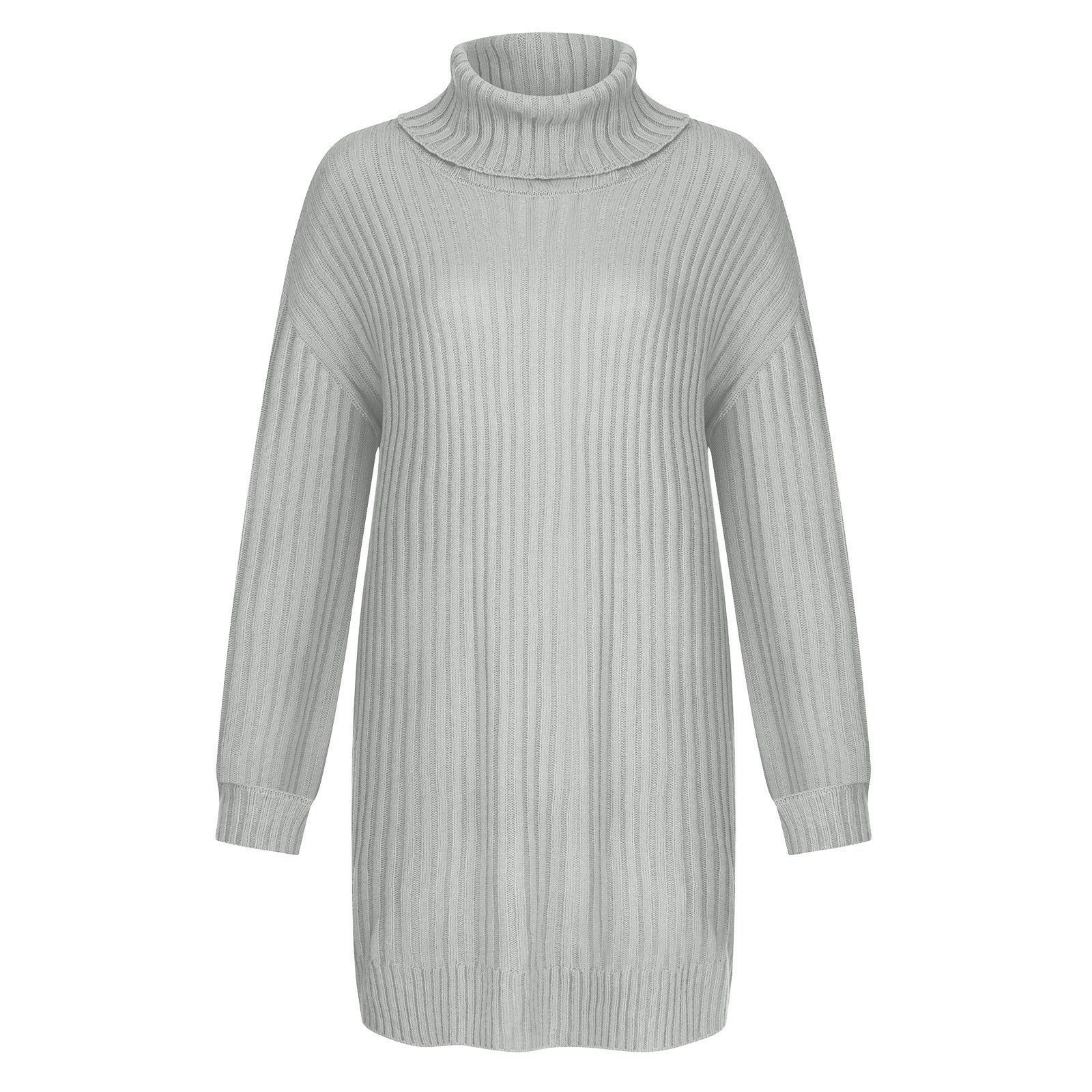 Women's Relaxed Fit Ribbed Chunky Knit Turtleneck Sweater — View 16