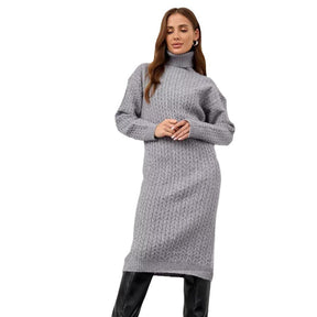 Women's Relaxed Fit Cable Knit Chunky Knit Turtleneck Sweater — View 5