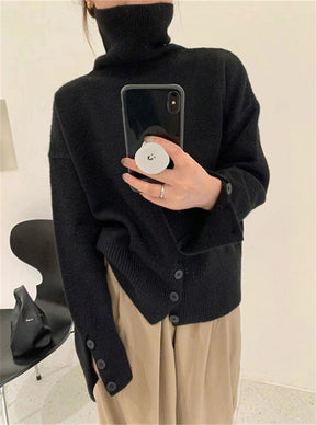 Women's Button Detail Turtleneck Sweater — View 9