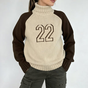 Women's Ribbed Colorblock Raglan Sleeve Turtleneck Sweater — View 3