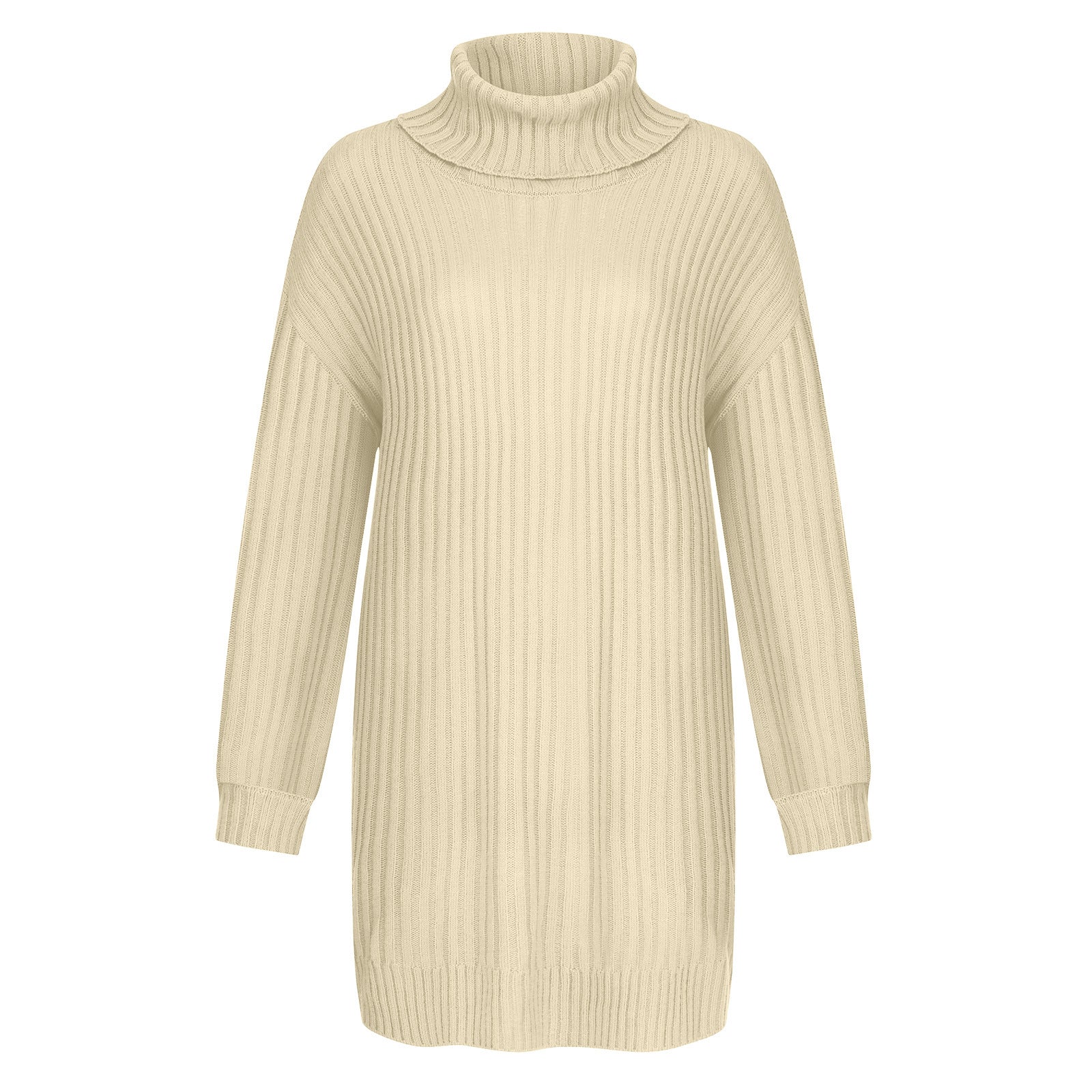 Women's Relaxed Fit Ribbed Chunky Knit Turtleneck Sweater — View 6