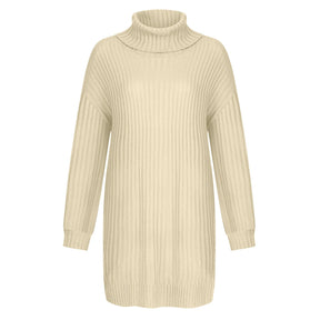Women's Relaxed Fit Ribbed Chunky Knit Turtleneck Sweater — View 6