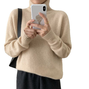 Women's Wool Blend Ribbed Turtleneck Sweater — View 5