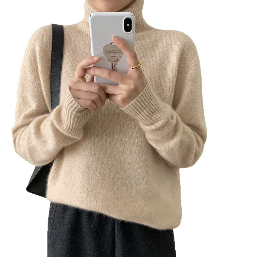 Women's Wool Blend Ribbed Turtleneck Sweater — View 5