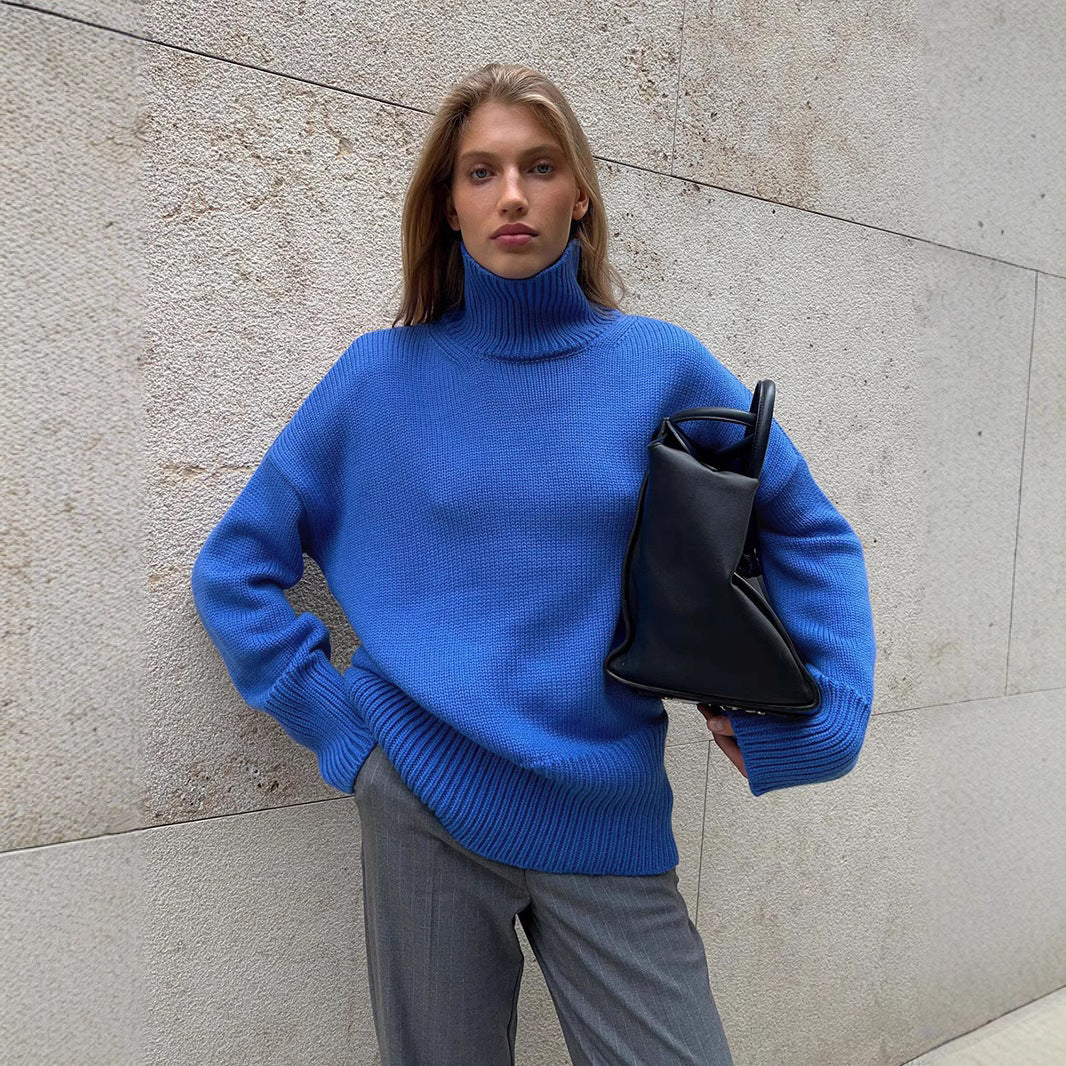 Women's Wool Blend Relaxed Fit Turtleneck Sweater — View 2