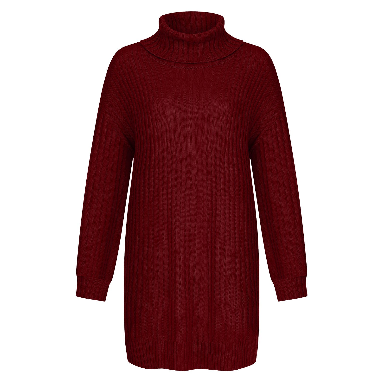 Women's Relaxed Fit Ribbed Chunky Knit Turtleneck Sweater — View 12